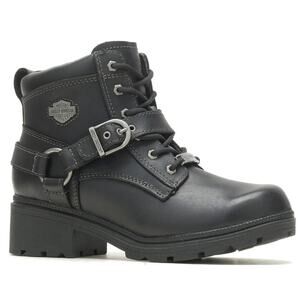 Harley Davidson Tegan Lace Up Motorcycle Boot in Black Leather Womens Size 9